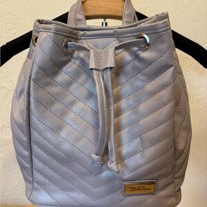 NWOT Bella Russo Quilted Backpack Purse Gray Faux Leather Bag Adjustable Straps